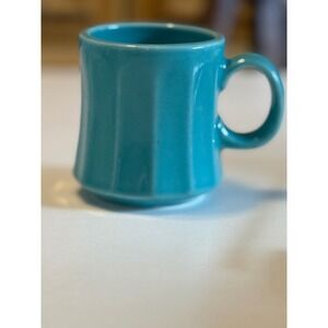 HLC Homer Laughlin China Vintage Turquoise Blue Paneled Diner Coffee Mug USA